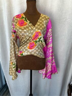 70’s Inspired Bell Sleeve Wrap Shirt!